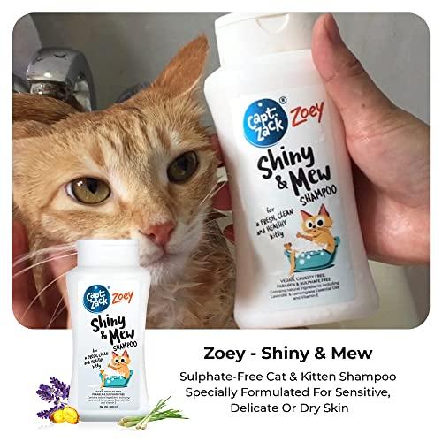 Zoey Cat & Kittens Shampoo for All Breeds | Shiny & Mew 200ml Sulphate Free | Pack of 2 | Soothes Itchy Skin, Natural Deodorizer, Natural Tick & Flea Repellent | Cleanses & Nourishes - Captain Zack