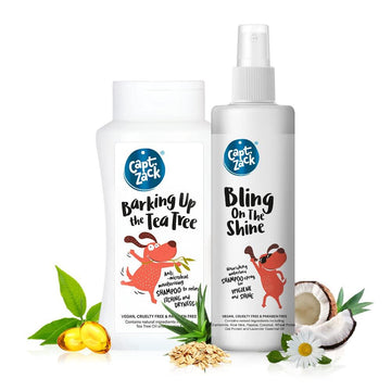 Barking Up The Tea Tree Shampoo-200ml + Bling On The Shine Waterless Shampoo-250ml - Captain Zack