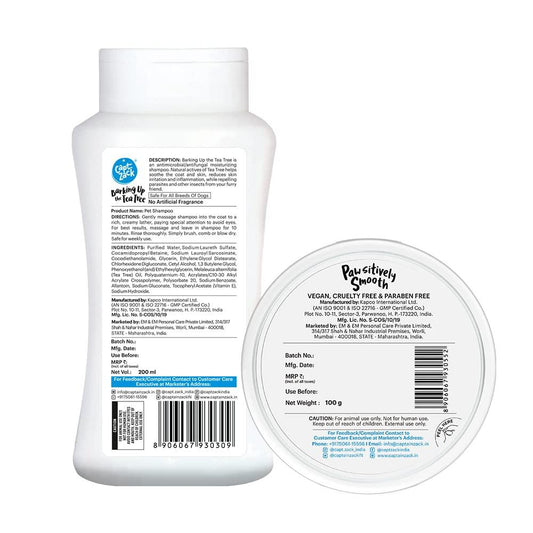 Pawsitively Smooth Paw Butter-100g + Barking Up The Tea Tree Dog Shampoo-200ml - Captain Zack