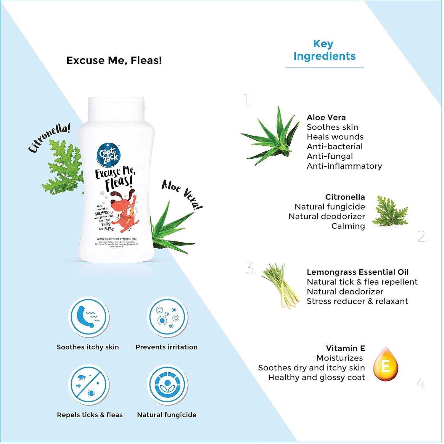 Tick’et to Fleadom Dry Shampoo-250ml + Excuse Me Fleas Dog Shampoo-200ml - Captain Zack