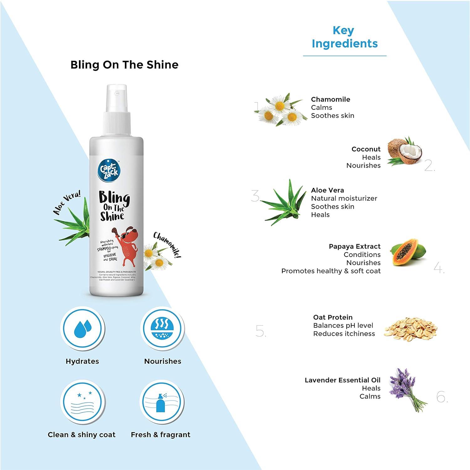 Bling on The Shine Dry Shampoo, 250 ml + Pawsitively Smooth Paw Butter-100g - Captain Zack