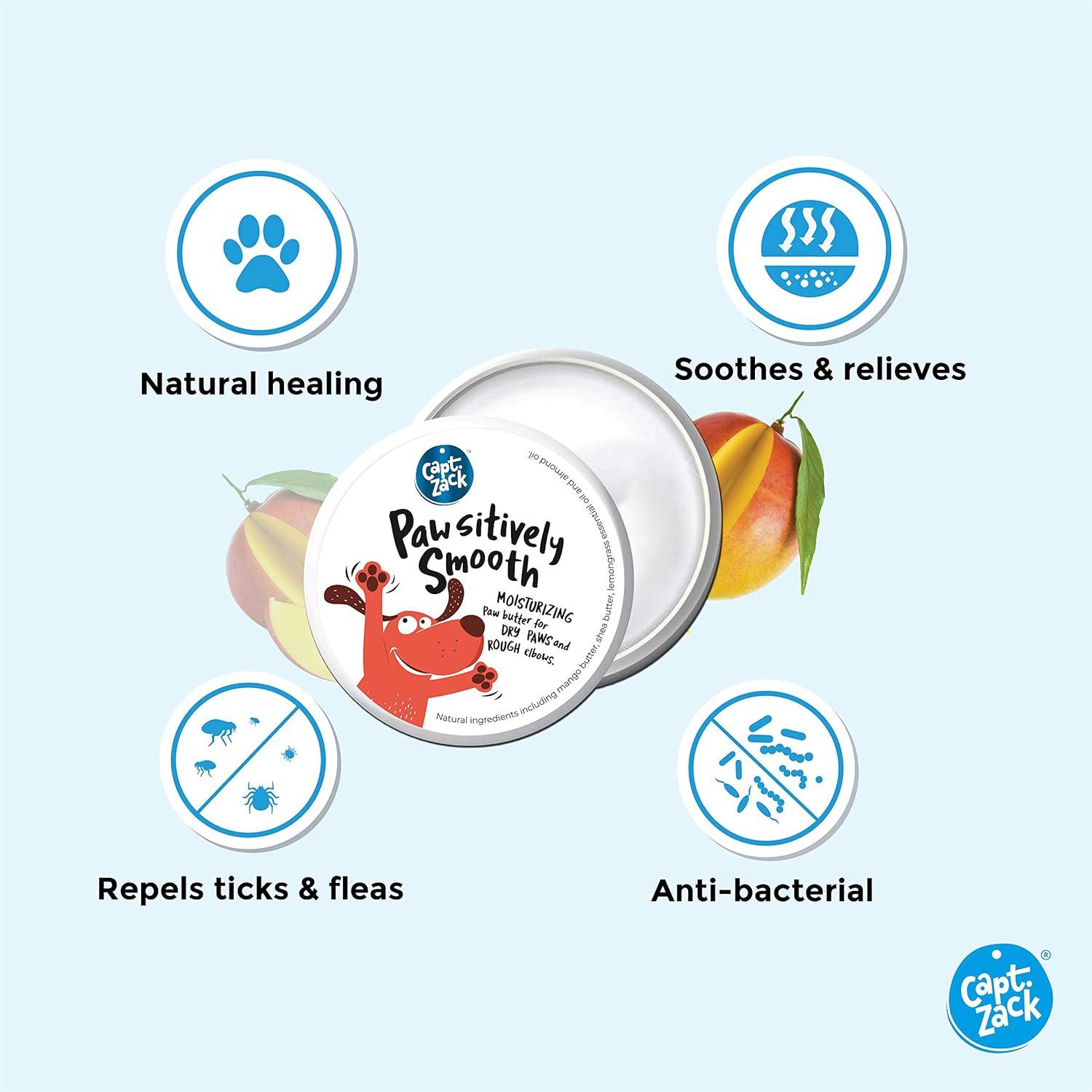 Post Walk Combo | Wipe Right Anti-Bacterial Wet Wipes 80Wipes + Pawsitively Smooth Paw Butter 100g - Captain Zack