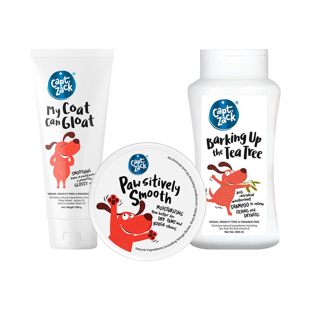 Grooming Kit Combo of 3 - Shampoo + Conditioner + Paw Butter - Captain Zack