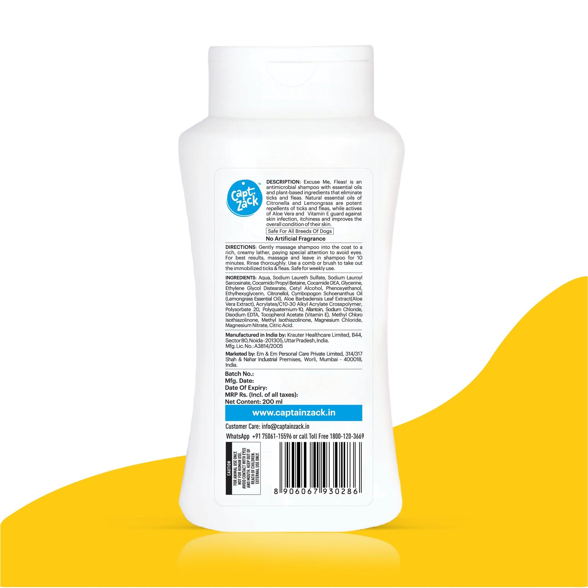 Excuse Me, Fleas! Shampoo To Repel Ticks & Fleas| Dog Tick Repellent - Captain Zack