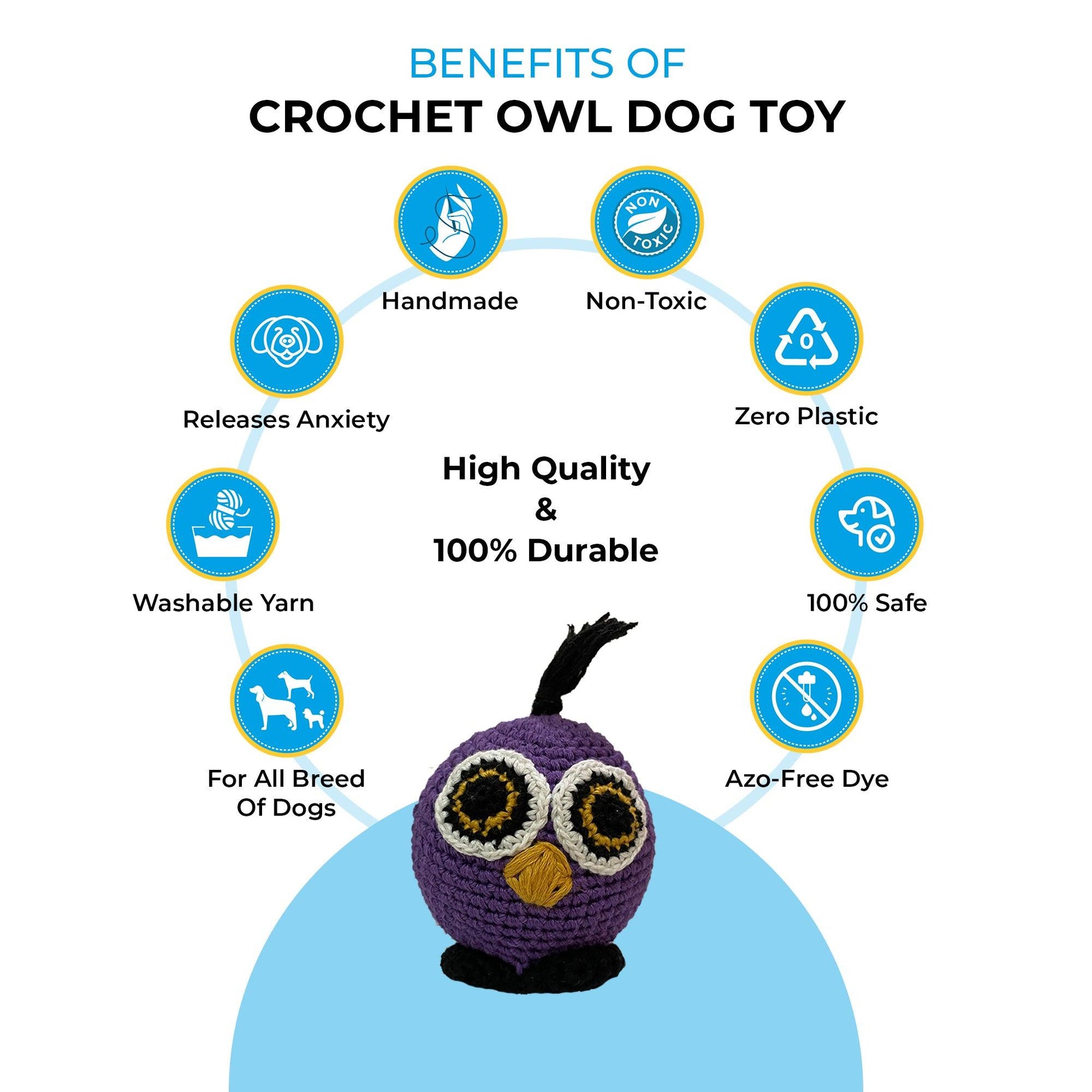 Crochet Owl Dog Toy - Captain Zack