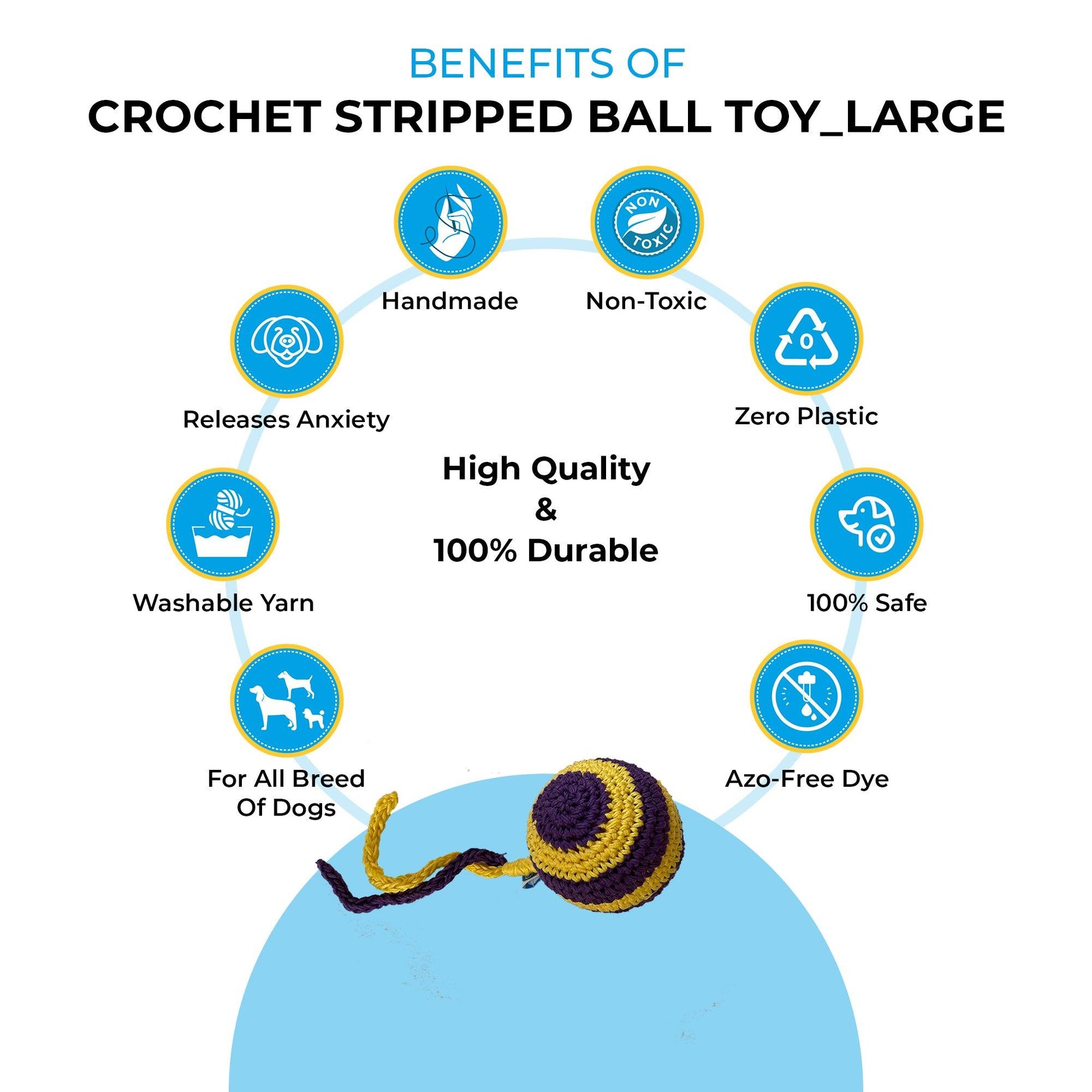 Crochet Stripped Ball Toy Large - Captain Zack