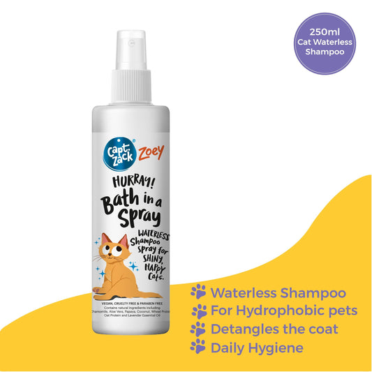 Zoey- Hurray! Bath In a Spray for Cats, 250ml - Captain Zack