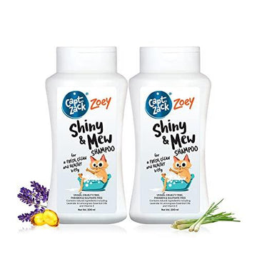 Zoey Cat & Kittens Shampoo for All Breeds | Shiny & Mew 200ml Sulphate Free | Pack of 2 | Soothes Itchy Skin, Natural Deodorizer, Natural Tick & Flea Repellent | Cleanses & Nourishes