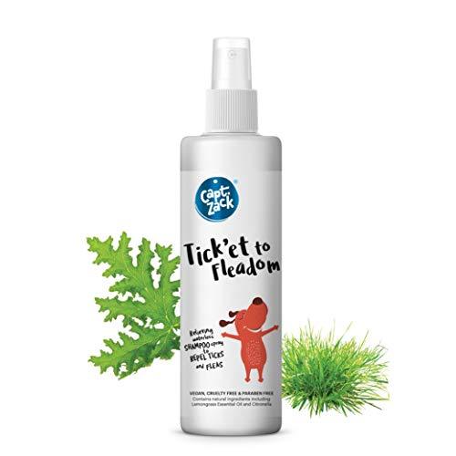Tick’et to Fleadom Dry/Waterless/Spray Dog Shampoo to Repel Tick, Flea, Larvae & Lice, Easy to Use & Suitable for All Coat Types with Natural Actives (Dry Shampoo + Paw Butter) - Captain Zack