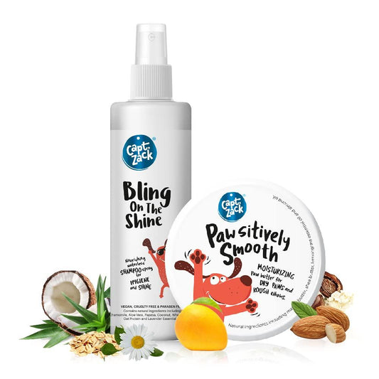 Bling on The Shine Dry Shampoo, 250 ml + Pawsitively Smooth Paw Butter-100g - Captain Zack