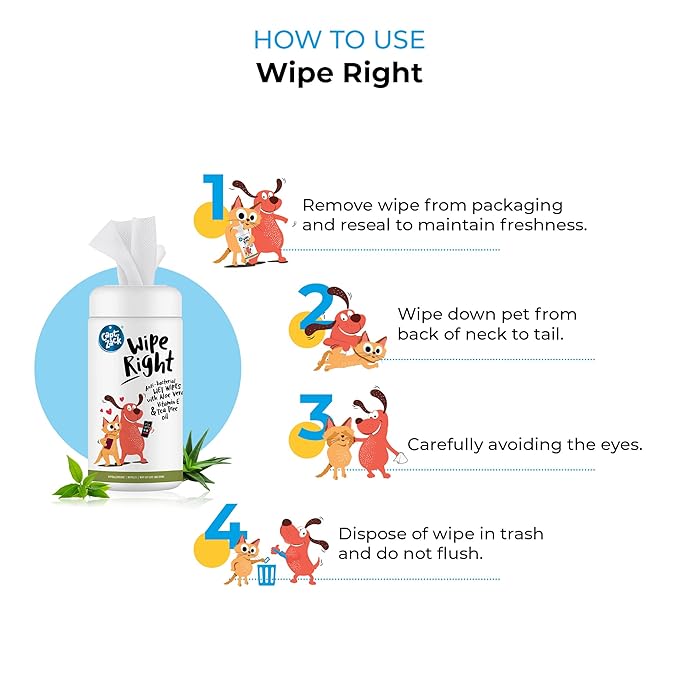 Wipe Right Anti-Bacterial Wet Wipes For Dogs & Cats