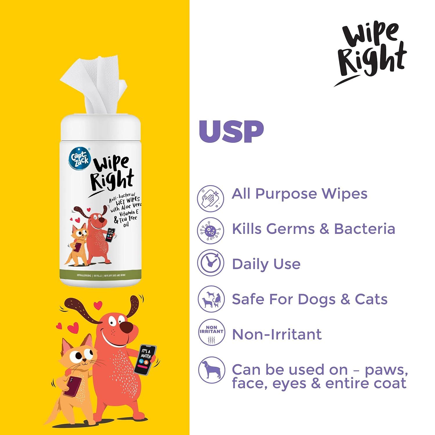 Post Walk Combo | Wipe Right Anti-Bacterial Wet Wipes 80Wipes + Pawsitively Smooth Paw Butter 100g - Captain Zack