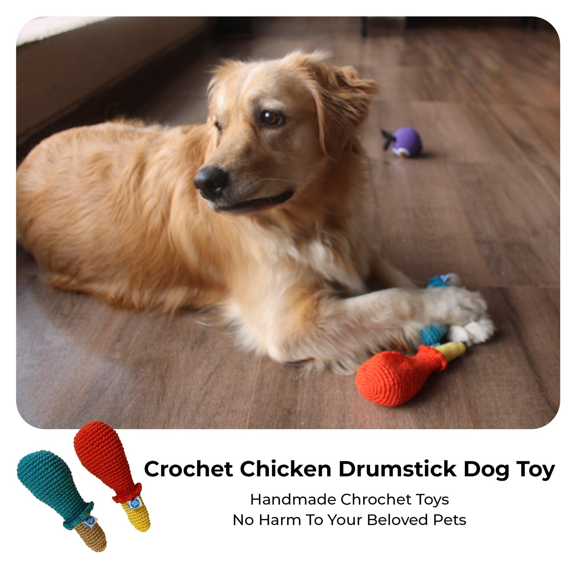 Crochet Chicken Drumstick Dog Toy - Captain Zack