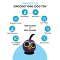 Crochet Owl Dog Toy - Captain Zack